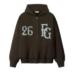 Essentails Baseball Club Half Zip Hoodie Brown