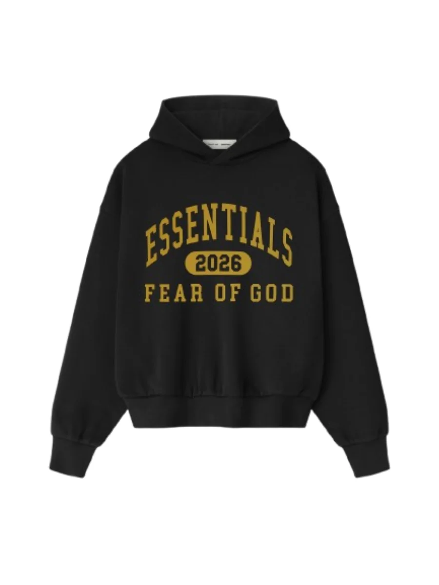 Essentials Classic Fleece Black Hoodie