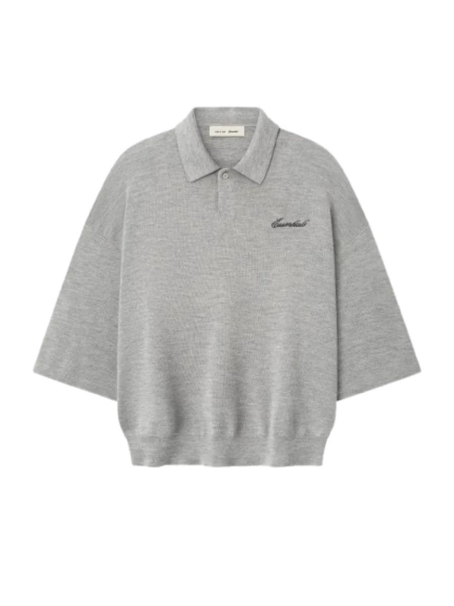 Essentials Signature 90s Knit Polo Grey T Shirts