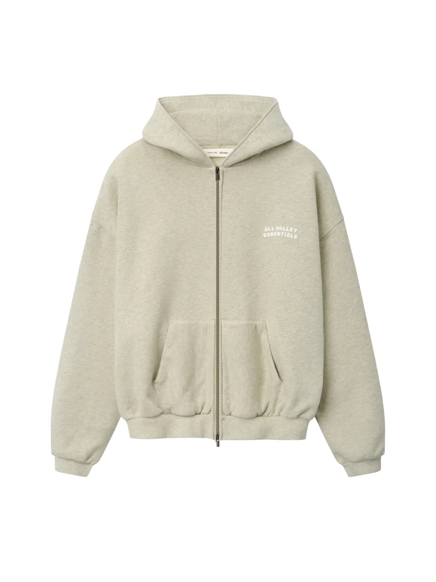 Essentials 90s Zip Up Grey Hoodie