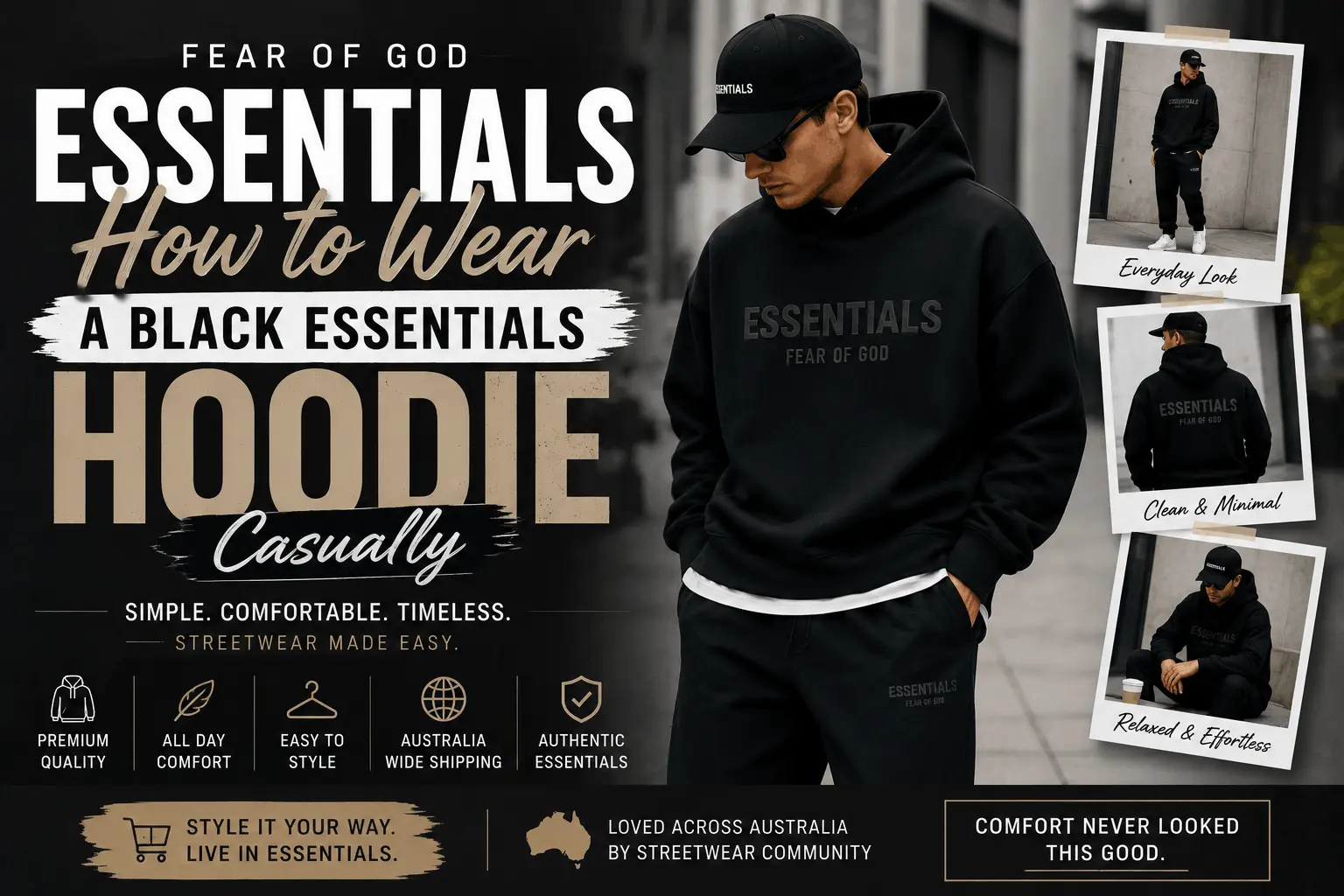 How to Wear a Black Essentials Hoodie