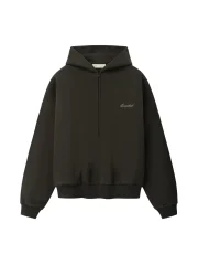 Essentials Signature Lounge Half Zip Hoodie Ink Black