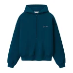 Essentials Signature Lounge Half Zip Hoodie Night Sea