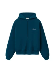 Essentials Signature Lounge Half Zip Hoodie Night Sea